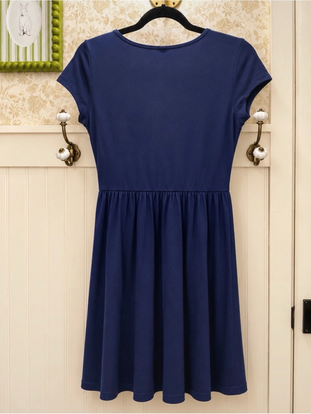 ‼️NWOT: Pact Organic Women's Navy Blue V-Neck Wrap Midi Dress - M - Picture 2 of 3
